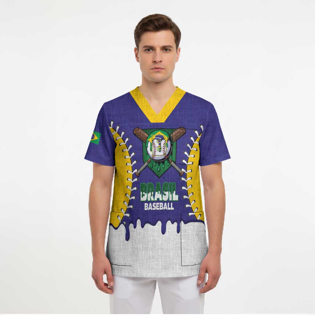 Brazil 2026 Baseball Custom Scrub Top Go Champions Drip Style