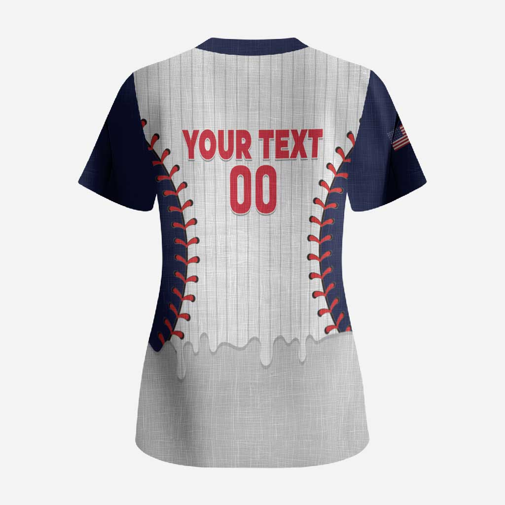 United States 2026 Baseball Custom Scrub Top Go USA Drip Style
