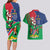 Namibia Independence Day Couples Matching Long Sleeve Bodycon Dress and Hawaiian Shirt Coat Of Arms Curve Style - Wonder Print Shop