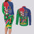 Namibia Independence Day Couples Matching Long Sleeve Bodycon Dress and Long Sleeve Button Shirt Coat Of Arms Curve Style - Wonder Print Shop