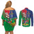 Namibia Independence Day Couples Matching Off Shoulder Short Dress and Long Sleeve Button Shirt Coat Of Arms Curve Style - Wonder Print Shop