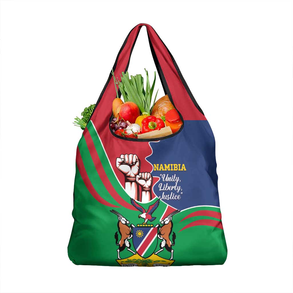 Namibia Independence Day Grocery Bag Coat Of Arms Curve Style