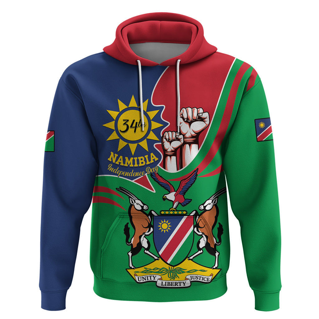 Namibia Independence Day Hoodie Coat Of Arms Curve Style - Wonder Print Shop