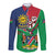 Namibia Independence Day Long Sleeve Button Shirt Coat Of Arms Curve Style - Wonder Print Shop