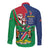 Namibia Independence Day Long Sleeve Button Shirt Coat Of Arms Curve Style - Wonder Print Shop