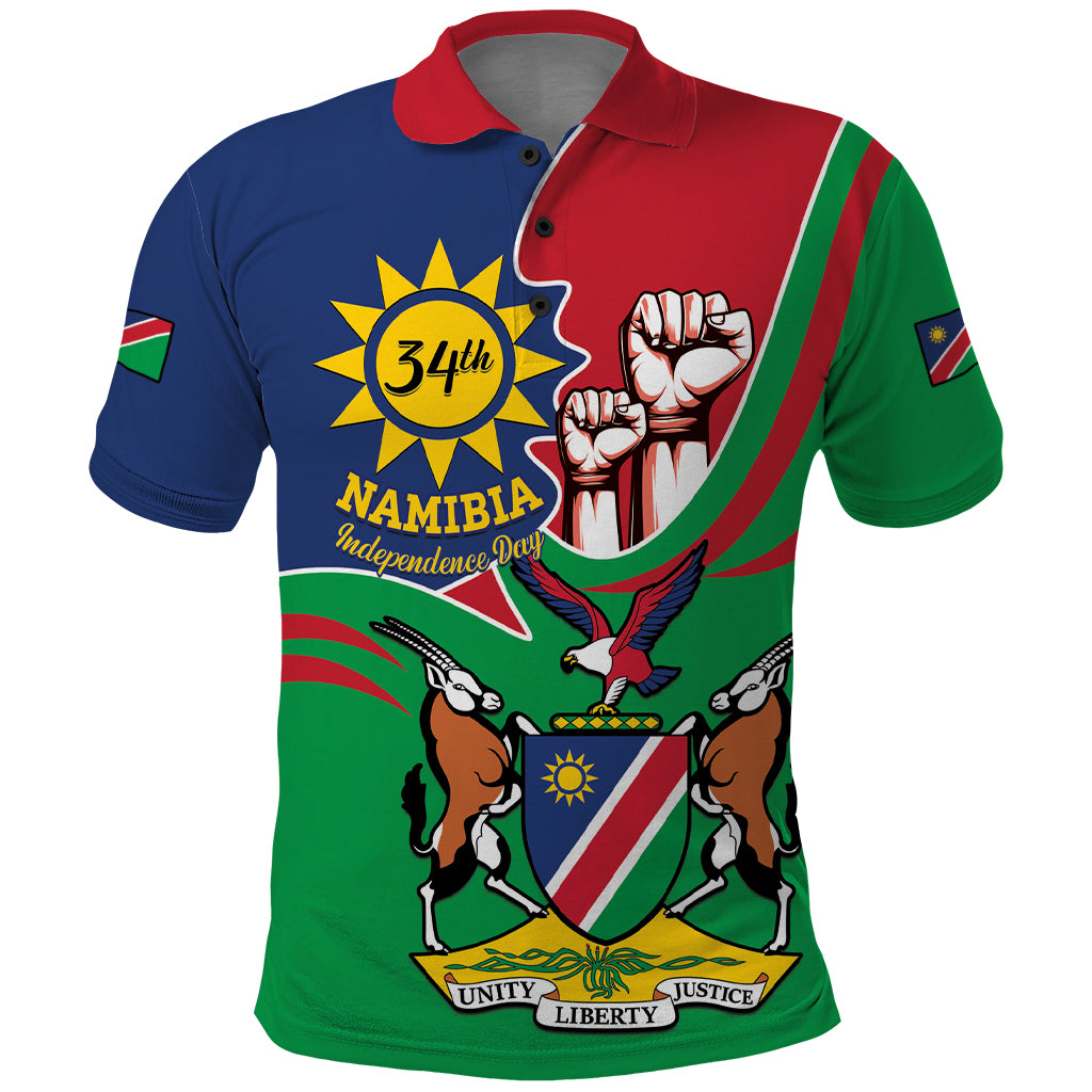 Namibia Independence Day Polo Shirt Coat Of Arms Curve Style - Wonder Print Shop