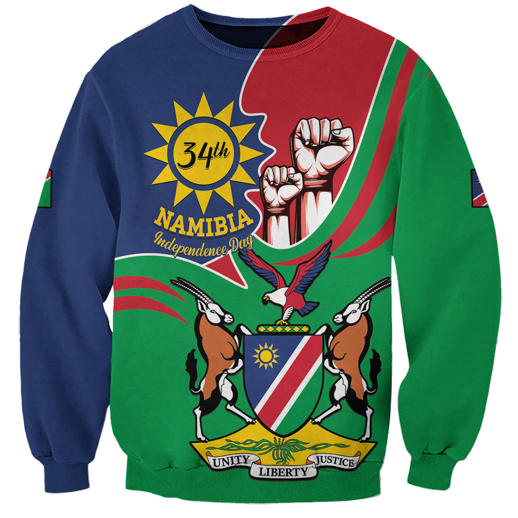 Namibia Independence Day Sweatshirt Coat Of Arms Curve Style - Wonder Print Shop