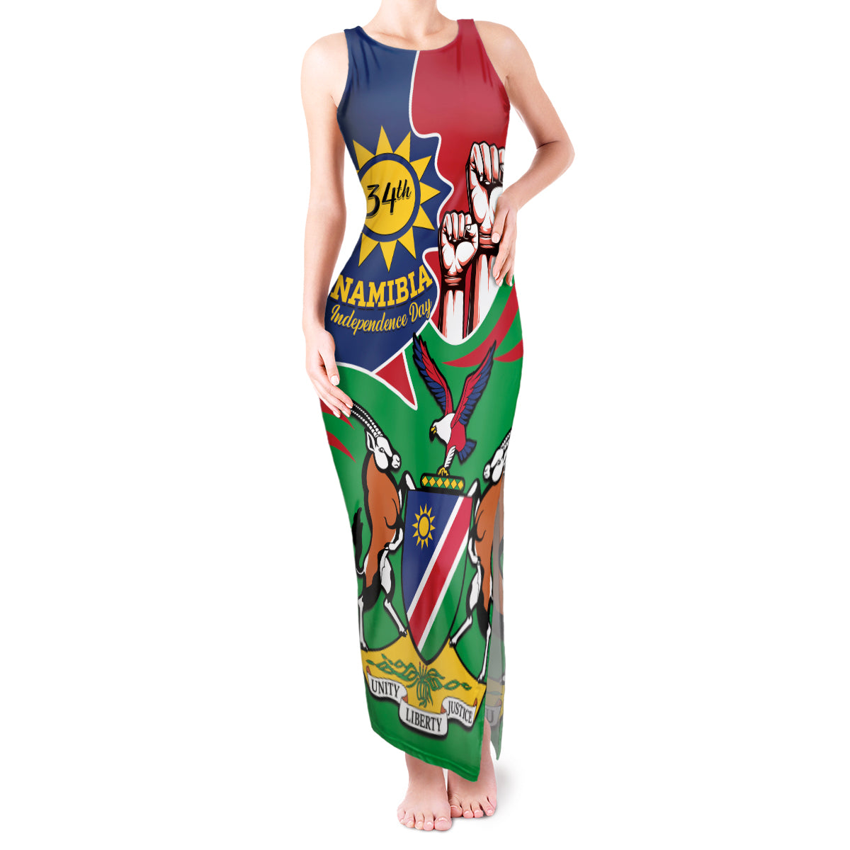 Namibia Independence Day Tank Maxi Dress Coat Of Arms Curve Style