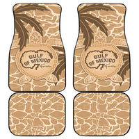 Brown car floor mat set showing four mats with turtle “Gulf of Mexico Forever” emblem