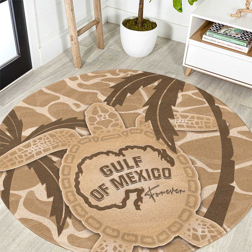 Gulf of Mexico Forever Round Carpet Mexican Turtle Brown Version