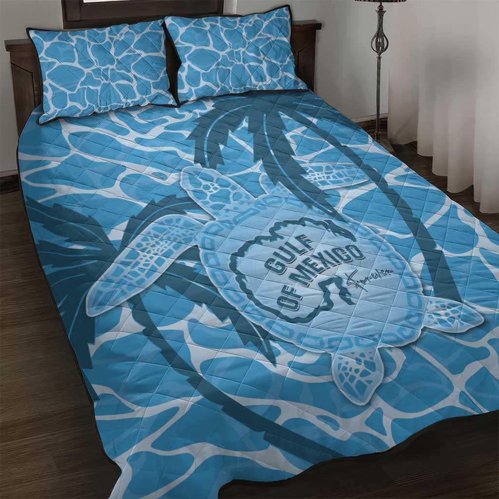 Gulf of Mexico Forever Quilt Bed Set Mexican Turtle Blue Version