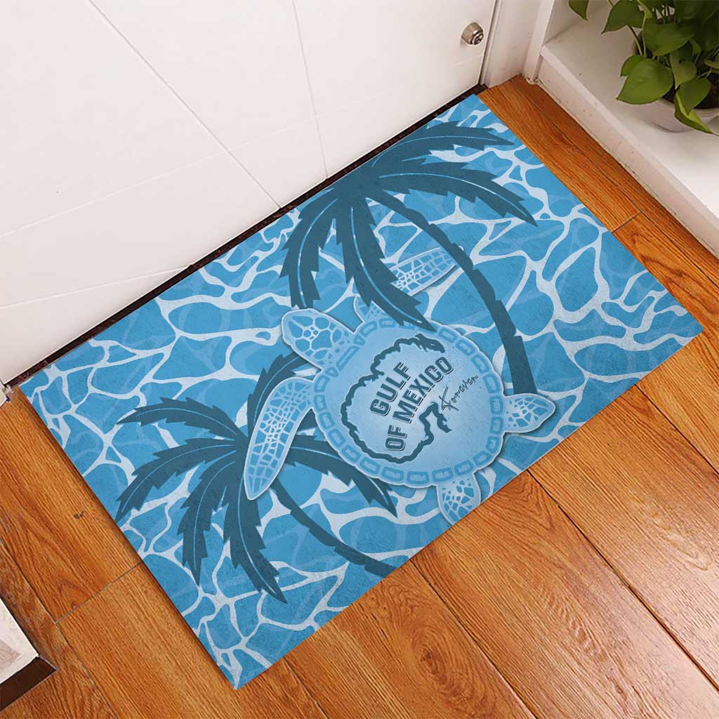 Gulf of Mexico Forever Rubber Doormat Mexican Turtle Blue Version