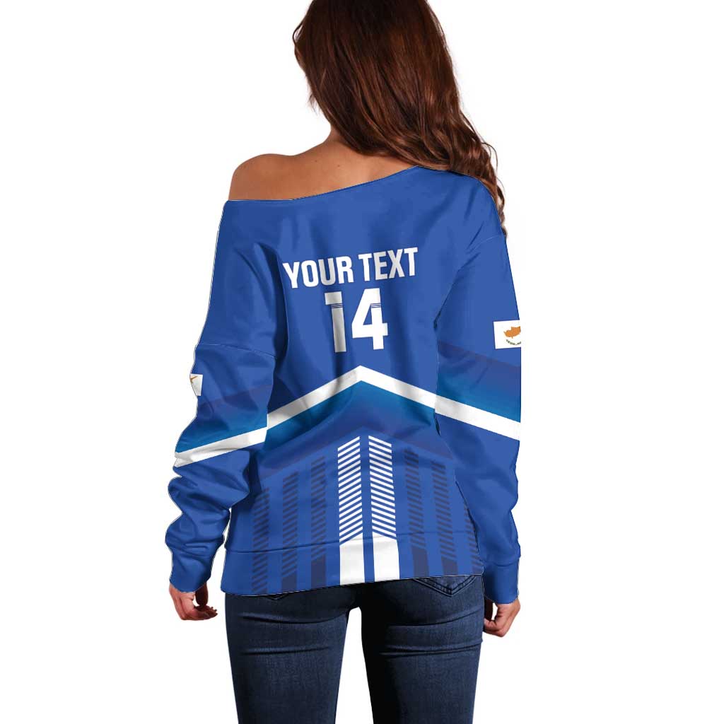 Custom Cyprus Football Off Shoulder Sweater Go Champions