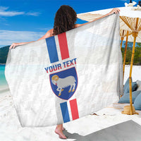 White football-themed custom sarong with shield, stripes, and your text graphic