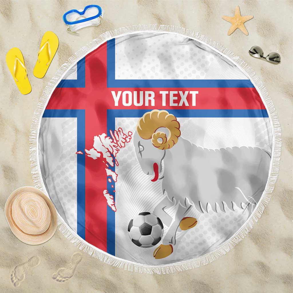 Custom Faroe Islands Football Beach Blanket Coat Of Arms Flag Style