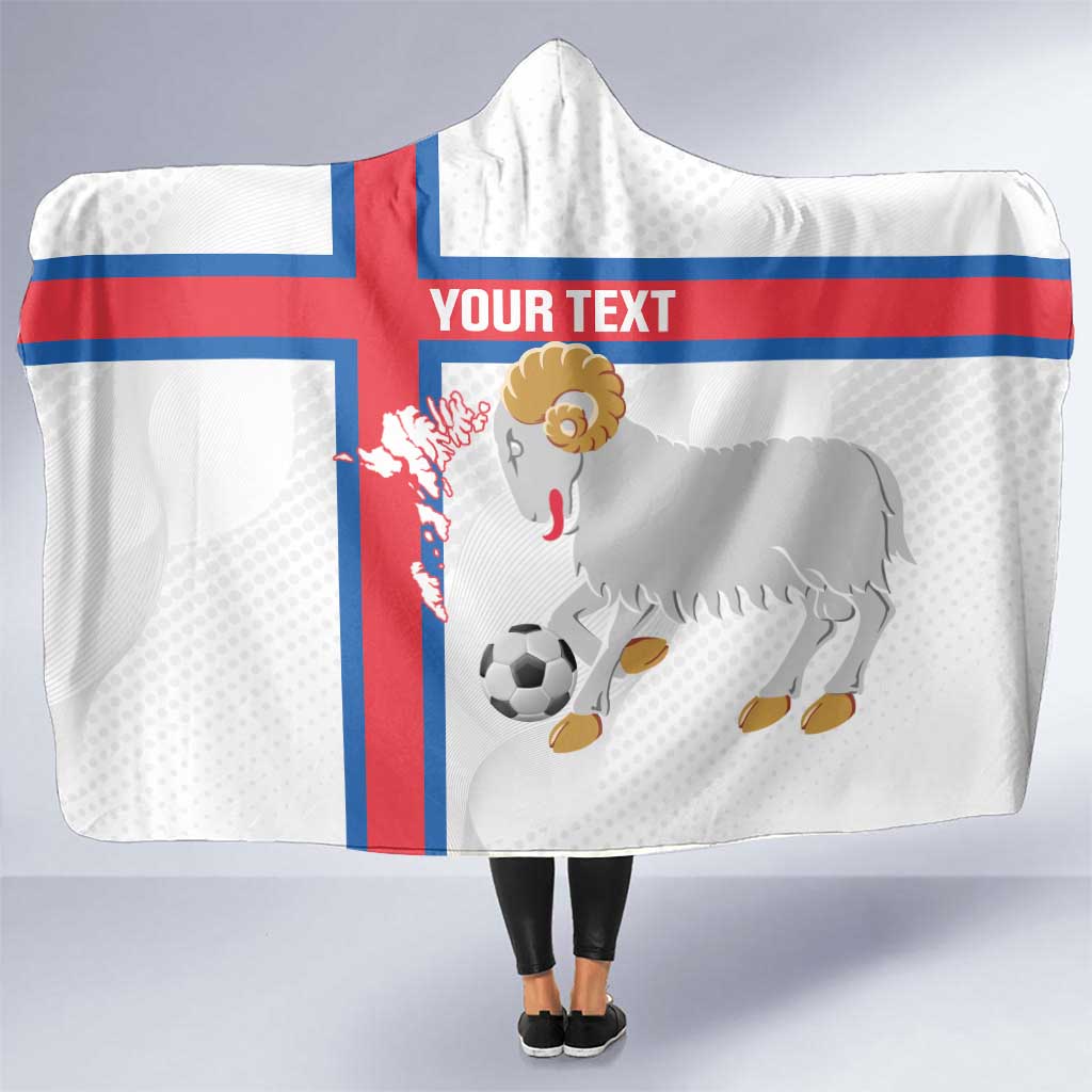 Custom Faroe Islands Football Hooded Blanket Coat Of Arms Flag Style