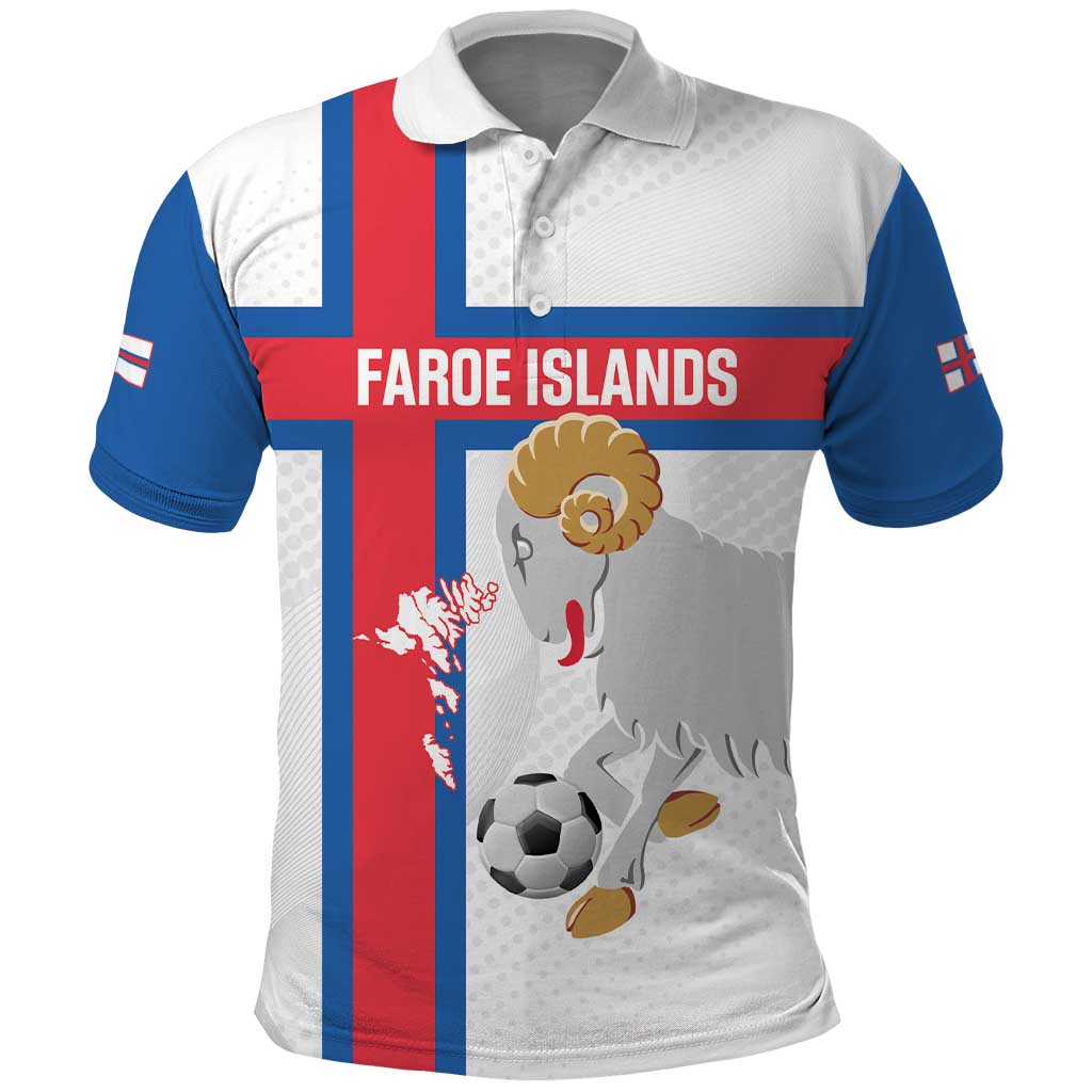 Custom Faroe Islands Football Polo Shirt Coat Of Arms Flag Style