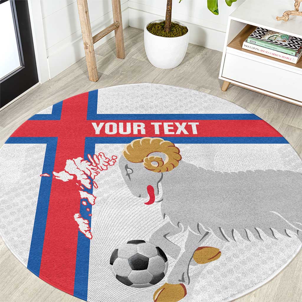 Custom Faroe Islands Football Round Carpet Coat Of Arms Flag Style