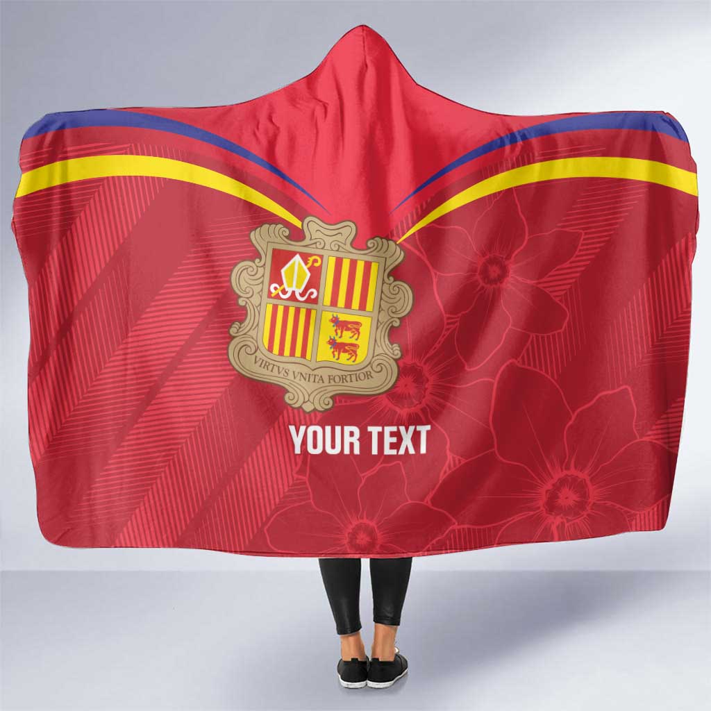 Custom Andorra Football Hooded Blanket Come On Tricolors Poet's Narcissus