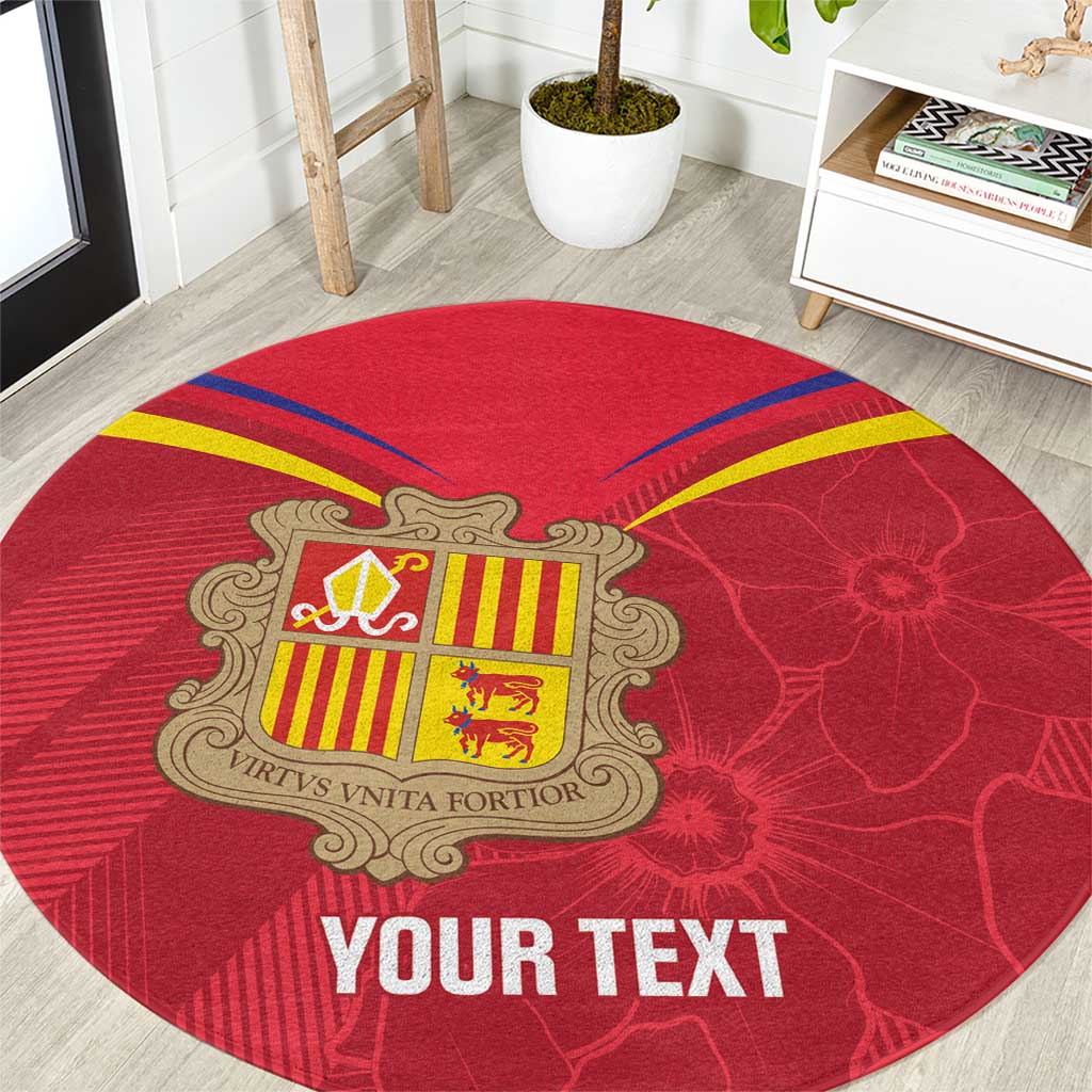 Custom Andorra Football Round Carpet Come On Tricolors Poet's Narcissus