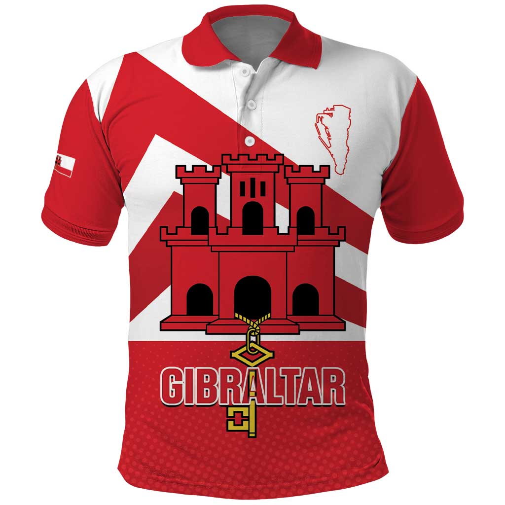 Custom Gibraltar Football Polo Shirt Castle And Key Sporty Style