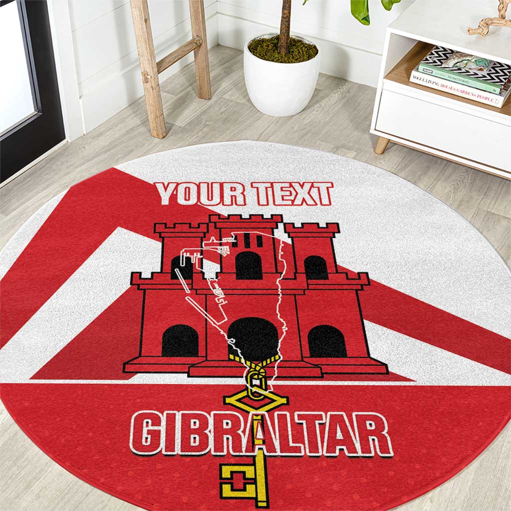 Custom Gibraltar Football Round Carpet Castle And Key Sporty Style