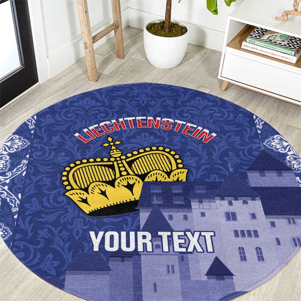 Custom Liechtenstein Football Round Carpet Go Blue-Reds Gutenberg Castle