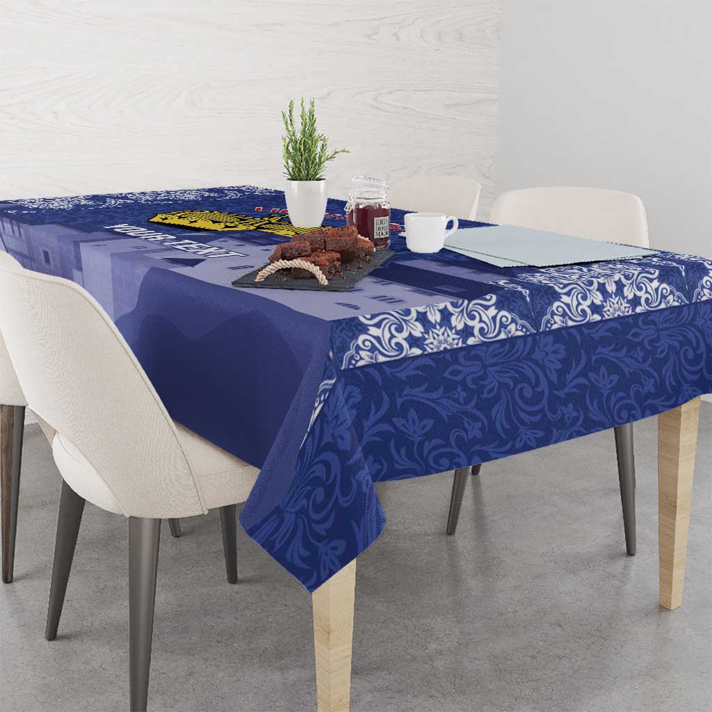 Custom Liechtenstein Football Tablecloth Go Blue-Reds Gutenberg Castle