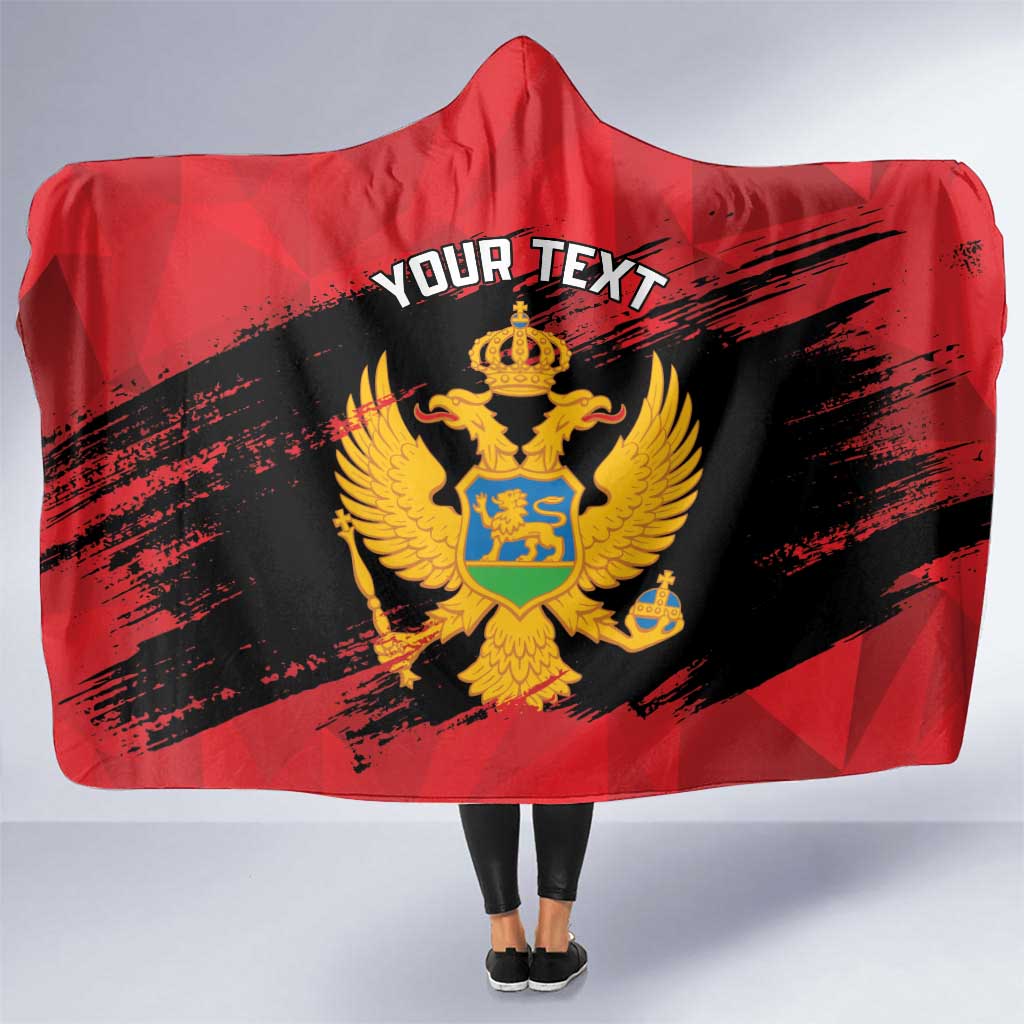 Custom Montenegro Football Hooded Blanket Hrabri Sokoli Grunge Style