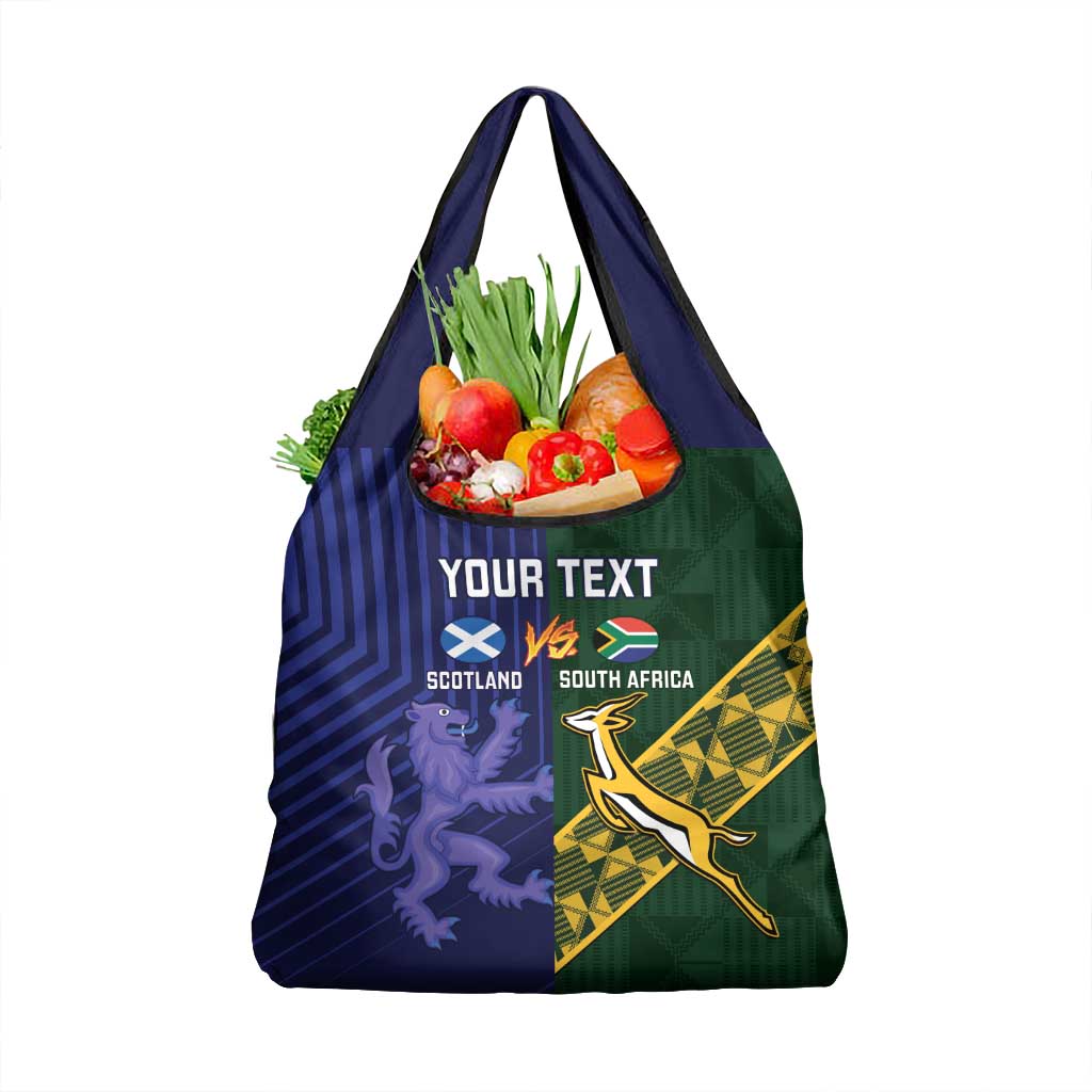 Custom Scotland And South Africa Rugby Grocery Bag Thistles Springboks Together