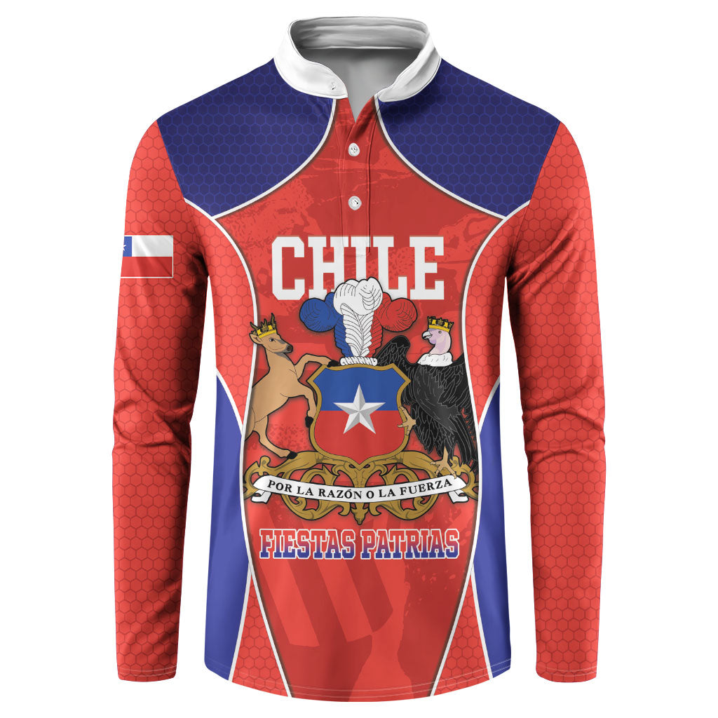 Personalized Chile Independence Day Button Sweatshirt Fiestas Patrias Coat Of Arms Style