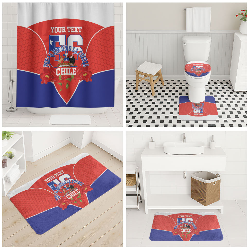 Personalized Chile Independence Day Bathroom Set Chilean Code 56 Copihue Flowers