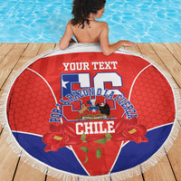 Personalized Chile Independence Day Beach Blanket Chilean Code 56 Copihue Flowers