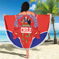 Personalized Chile Independence Day Beach Blanket Chilean Code 56 Copihue Flowers