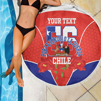 Personalized Chile Independence Day Beach Blanket Chilean Code 56 Copihue Flowers