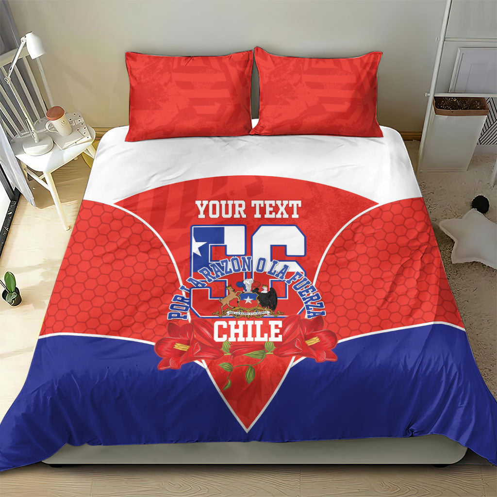 Personalized Chile Independence Day Bedding Set Chilean Code 56 Copihue Flowers