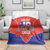Personalized Chile Independence Day Blanket Chilean Code 56 Copihue Flowers
