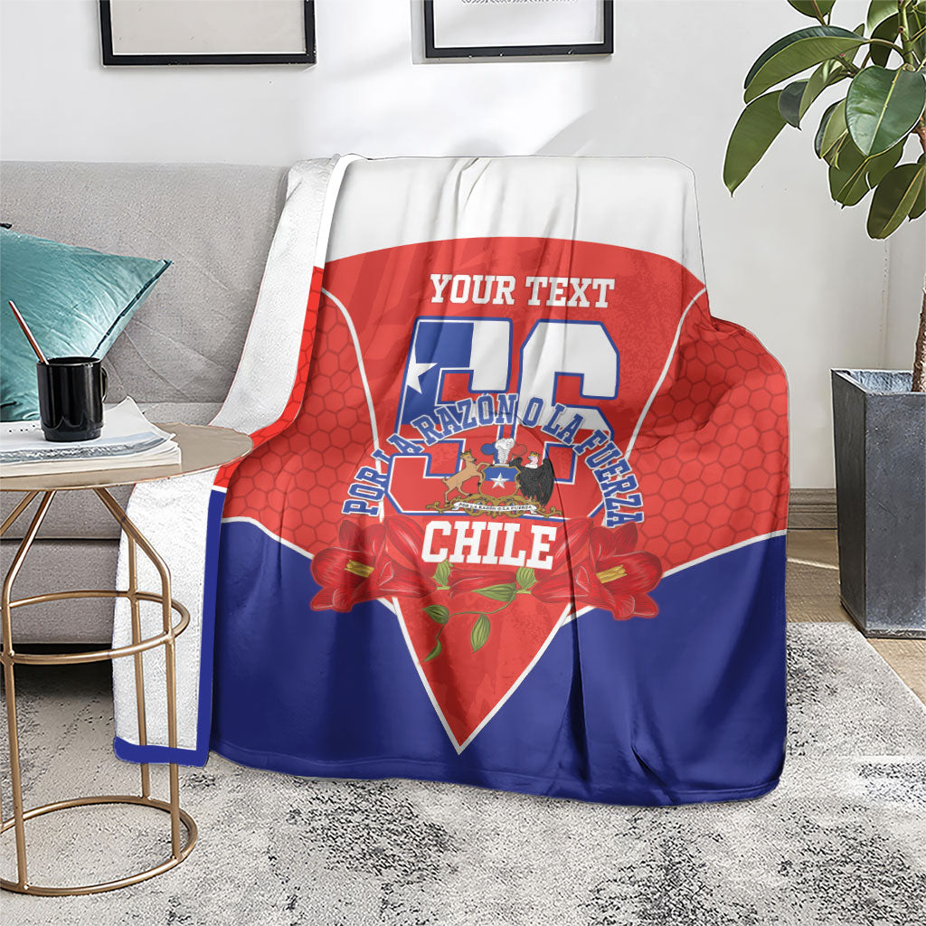 Personalized Chile Independence Day Blanket Chilean Code 56 Copihue Flowers