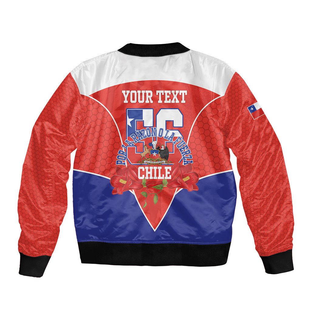 Personalized Chile Independence Day Bomber Jacket Chilean Code 56 Copihue Flowers
