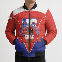 Personalized Chile Independence Day Bomber Puffer Jacket Chilean Code 56 Copihue Flowers