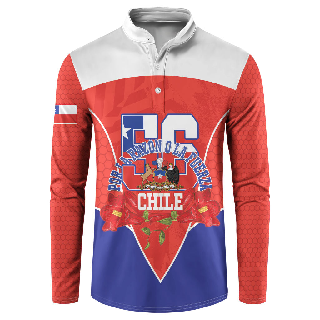 Personalized Chile Independence Day Button Sweatshirt Chilean Code 56 Copihue Flowers