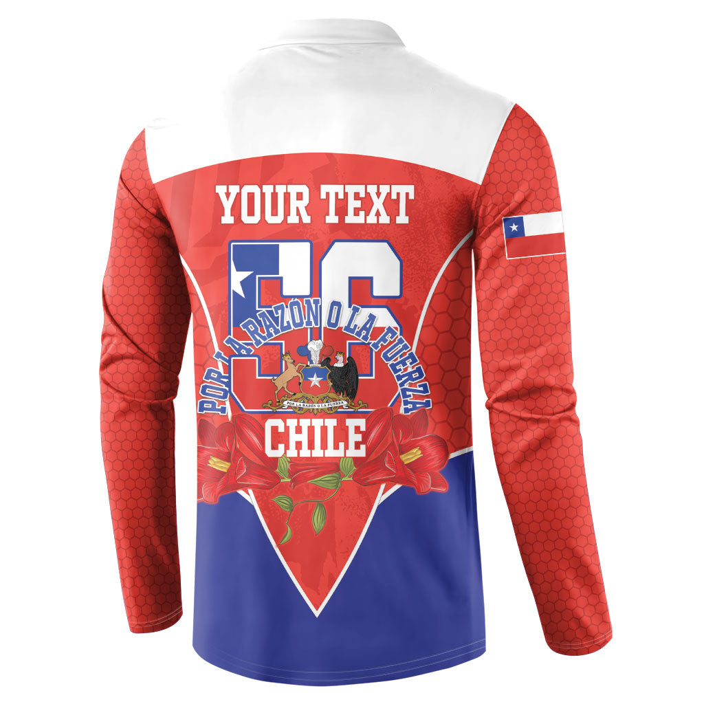 Personalized Chile Independence Day Button Sweatshirt Chilean Code 56 Copihue Flowers
