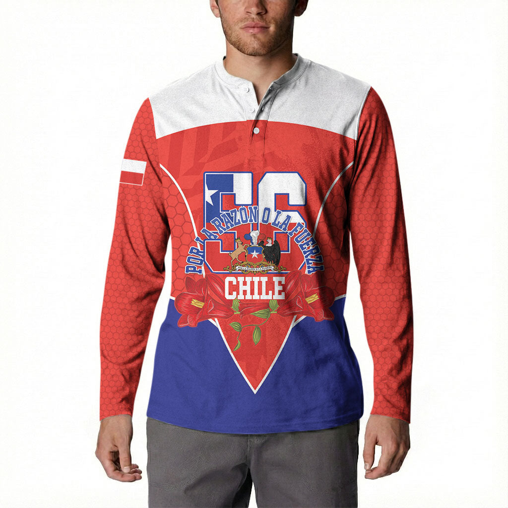 Personalized Chile Independence Day Button Sweatshirt Chilean Code 56 Copihue Flowers