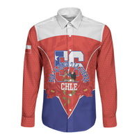 Personalized Chile Independence Day Long Sleeve Button Shirt Chilean Code 56 Copihue Flowers