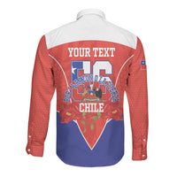Personalized Chile Independence Day Long Sleeve Button Shirt Chilean Code 56 Copihue Flowers
