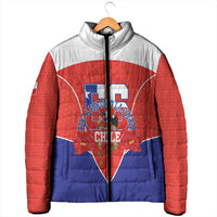 Personalized Chile Independence Day Padded Jacket Chilean Code 56 Copihue Flowers