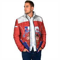 Personalized Chile Independence Day Padded Jacket Chilean Code 56 Copihue Flowers