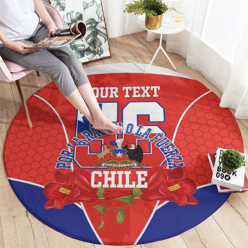 Personalized Chile Independence Day Round Carpet Chilean Code 56 Copihue Flowers