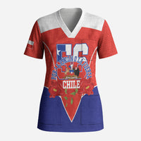 Personalized Chile Independence Day Scrub Top Chilean Code 56 Copihue Flowers