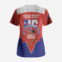 Personalized Chile Independence Day Scrub Top Chilean Code 56 Copihue Flowers